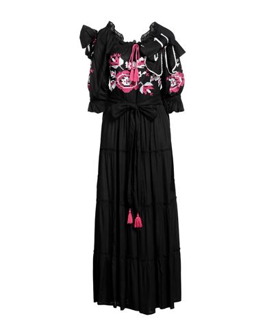 Miriam Stella Woman Maxi Dress Black Size L Silk, Viscose