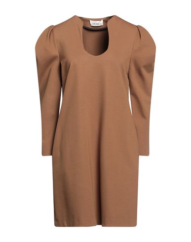 Meimeij Woman Mini Dress Camel Size 4 Viscose, Polyamide, Ecocoolmax In Beige