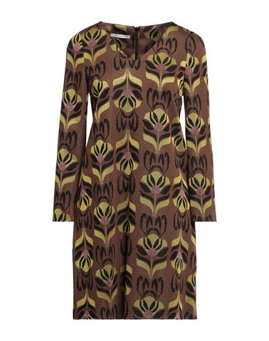 Biancoghiaccio Woman Mini Dress Brown Size 10 Viscose, Polyester, Polyamide, Metallic Fiber, Elastan