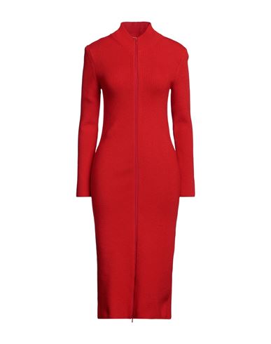 Shop Loewe Woman Midi Dress Red Size M Wool, Polyamide, Polyurethane