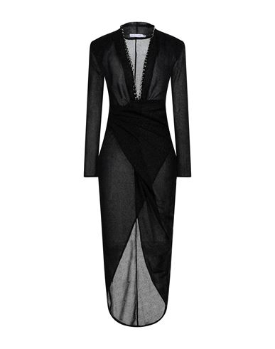 Amen Woman Long Dress Black Size 6 Polyamide, Metallic Fiber, Elastane, Aluminum