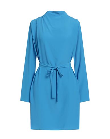Ottod'ame Woman Mini Dress Azure Size 2 Acetate, Silk In Blue