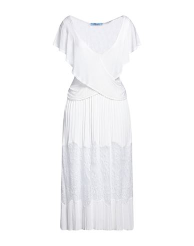 Blumarine Woman Midi Dress Off White Size 8 Viscose, Polyamide