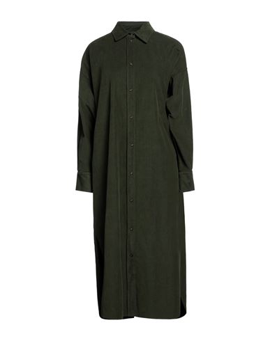 Ottod'ame Woman Midi Dress Dark Green Size 6 Cotton
