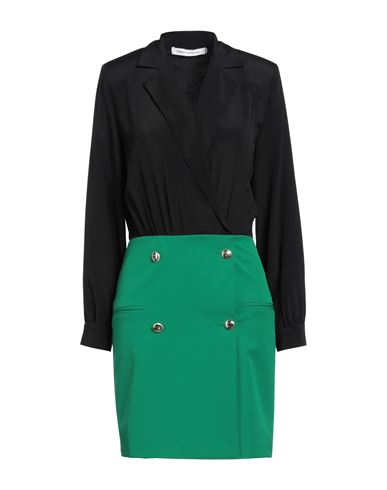 Simona Corsellini Woman Mini Dress Green Size 6 Acetate, Silk, Polyester, Viscose, Elastane In Black