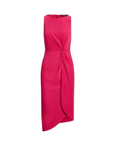 Lauren Ralph Lauren Twist-front Stretch Jersey Dress Woman Midi Dress Fuchsia Size 6 Polyester, Elas In Pink