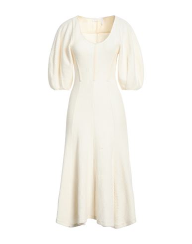 Chloé Woman Midi Dress Ivory Size 2 Virgin Wool In White