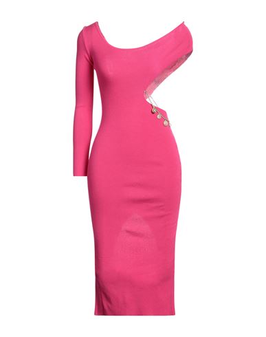 Shop Akep Woman Midi Dress Fuchsia Size 8 Viscose, Polyester In Pink