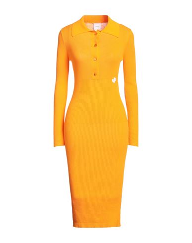 Shop Patou Woman Midi Dress Orange Size M Cotton