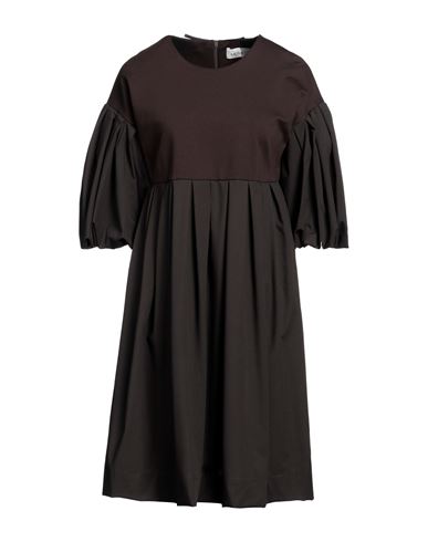 Meimeij Woman Mini Dress Dark Brown Size 8 Polyester, Viscose, Elastane, Polyamide