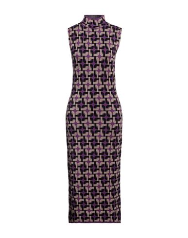 Icona By Kaos Woman Midi Dress Purple Size S Viscose, Polyester, Polyamide
