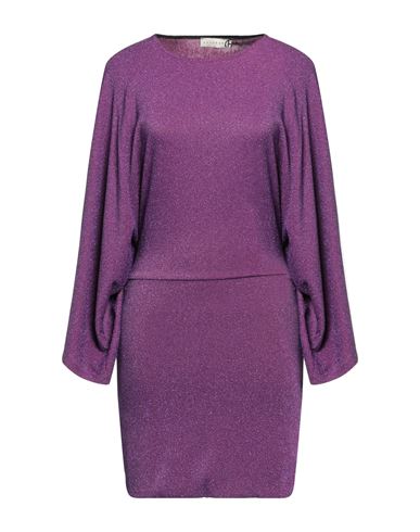 Haveone Woman Mini Dress Purple Size S Viscose, Lurex, Elastane