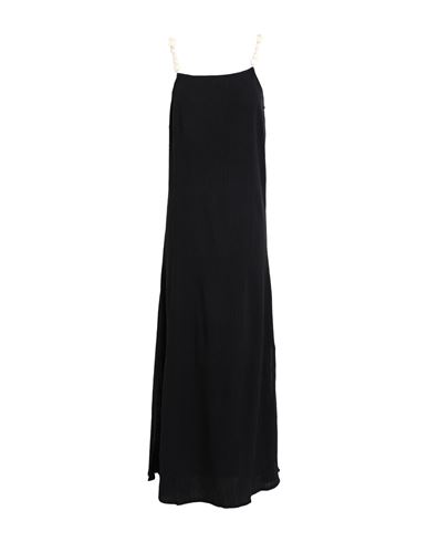 Shop Topshop Woman Maxi Dress Black Size 10 Cotton, Viscose, Linen
