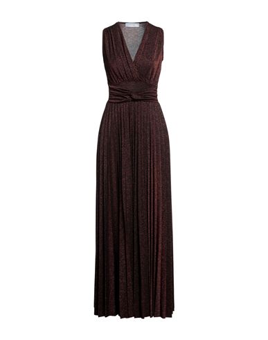 Kaos Woman Maxi Dress Cocoa Size 6 Polyester, Viscose, Polyamide, Elastane In Brown