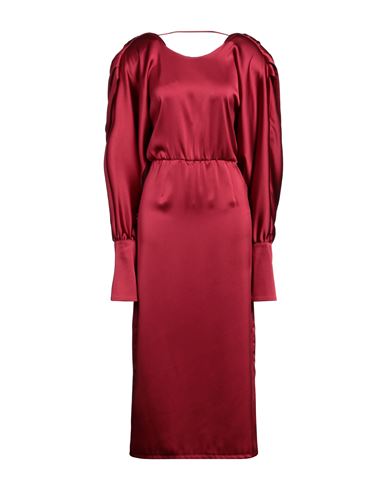 Shop Actualee Woman Midi Dress Burgundy Size 6 Polyester In Red