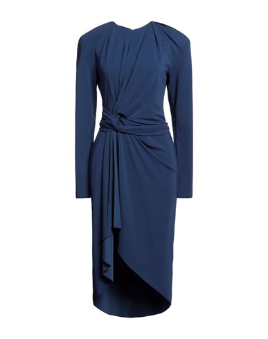 Capasa Milano Woman Midi Dress Navy Blue Size 8 Polyester, Elastane