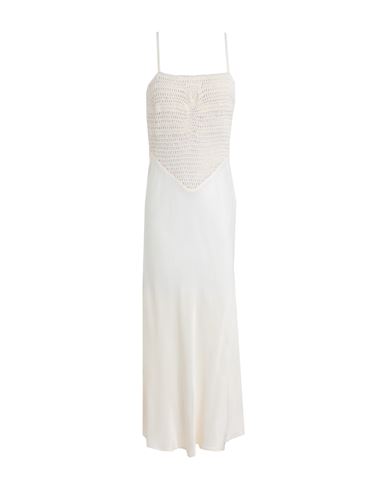 Topshop Woman Long Dress Ivory Size 12 Viscose In White