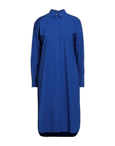 Her Shirt Her Dress Woman Midi Dress Blue Size S Cotton, Elastane