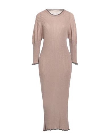 Mm6 Maison Margiela Woman Midi Dress Light Brown Size S Wool, Polyamide In Beige