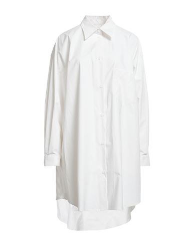Mm6 Maison Margiela Woman Mini Dress White Size S Cotton, Polyurethane Coated