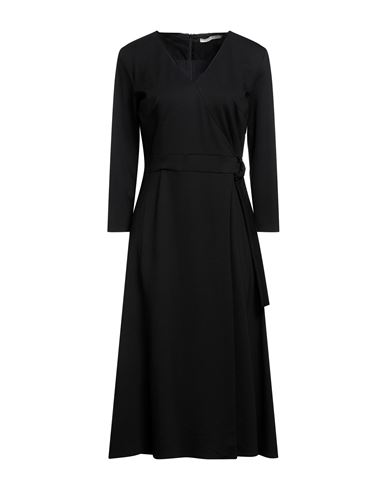 Seventy Sergio Tegon Woman Midi Dress Black Size 6 Viscose, Polyamide, Elastane, Polyester