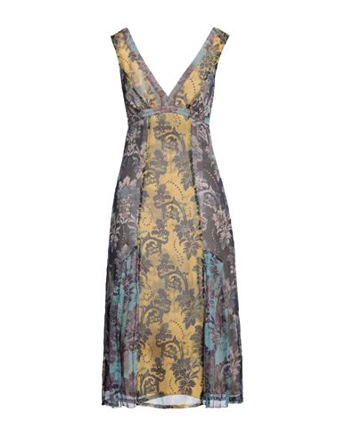 Versace Jeans Couture Woman Midi Dress Ocher Size 4 Polyester In Yellow