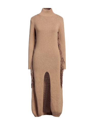 Mixik Woman Midi Dress Camel Size M Cashmere In Beige