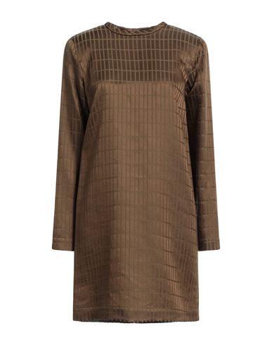 Alysi Woman Mini Dress Brown Size 8 Virgin Wool, Acetate, Viscose