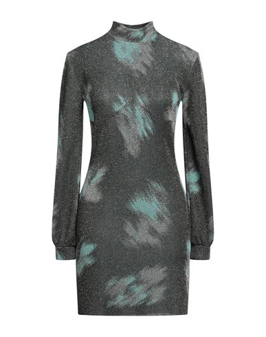 Viki-and Woman Mini Dress Steel Grey Size 8 Viscose, Polyester, Metallic Polyester
