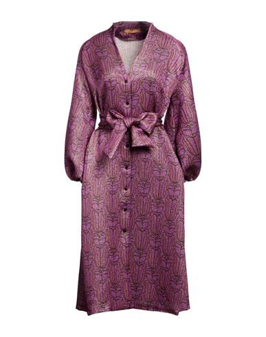 Siyu Woman Midi Dress Purple Size 4 Wool, Lurex, Silk, Nylon, Cotton