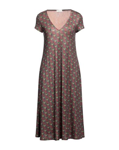Siyu Woman Midi Dress Brown Size 4 Viscose, Polyamide, Polyester
