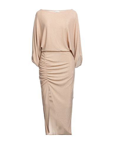 Berna Woman Midi Dress Sand Size Xs Nylon, Metal, Elastic Fibres In Beige