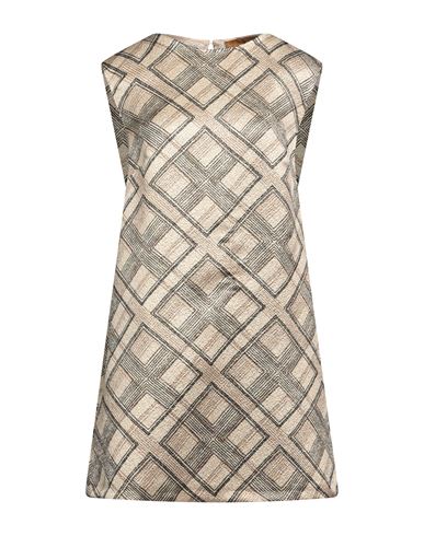 Siyu Woman Mini Dress Beige Size 4 Wool, Lurex, Silk, Nylon, Cotton