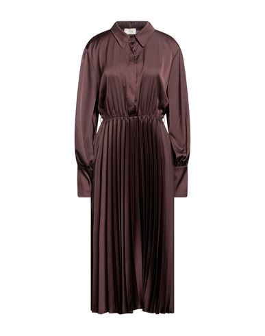 Toy G. Woman Midi Dress Dark Brown Size L Polyester, Elastane