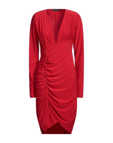 Alberto Audenino Woman Midi Dress Red Size L Polyester, Elastane