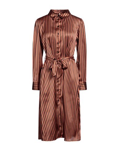 Jacqueline De Yong Woman Midi Dress Rust Size 10 Polyester In Red
