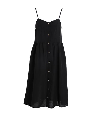 Vila Woman Midi Dress Black Size 8 Viscose, Cotton, Linen