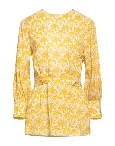Shop Aglini Woman Top Yellow Size 4 Silk, Elastane