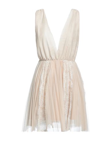 Shop Soallure Woman Mini Dress Beige Size 6 Polyester, Elastane