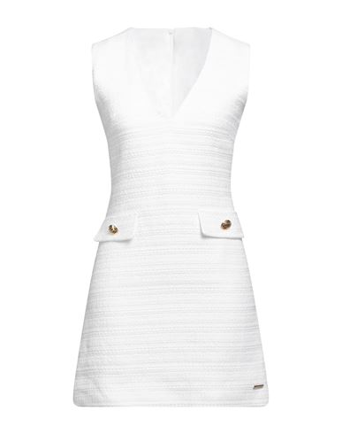 Gaelle Paris Gaëlle Paris Woman Mini Dress White Size 6 Cotton, Acrylic, Polyester