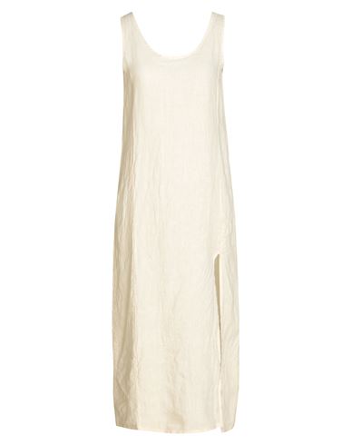 8 By Yoox Linen Maxi Dress Woman Midi Dress Ivory Size 12 Linen In White