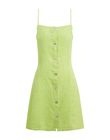 8 By Yoox Linen Button-front Mini Slip Dress Woman Short Dress Acid Green Size 12 Linen