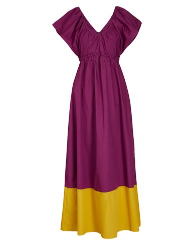 8 By Yoox Organic Cotton Bi-color Maxi Dress Woman Long Dress Deep Purple Size 12 Cotton