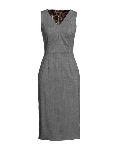 Dolce & Gabbana Woman Midi Dress Grey Size 12 Virgin Wool, Elastane