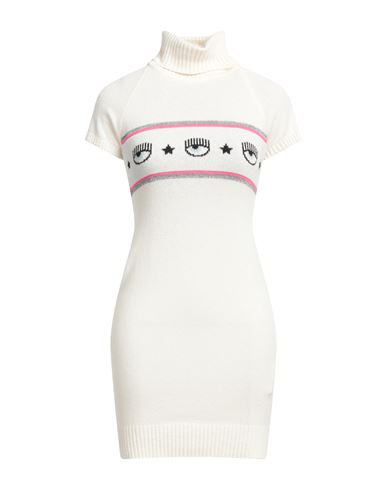 Chiara Ferragni Woman Mini Dress Ivory Size M Viscose, Polyamide, Wool, Cashmere In White