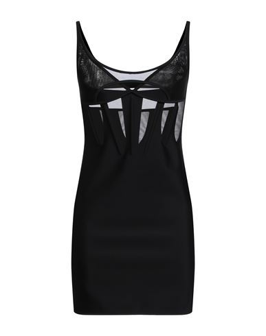 Shop Mugler Woman Mini Dress Black Size 6 Polyamide, Elastane