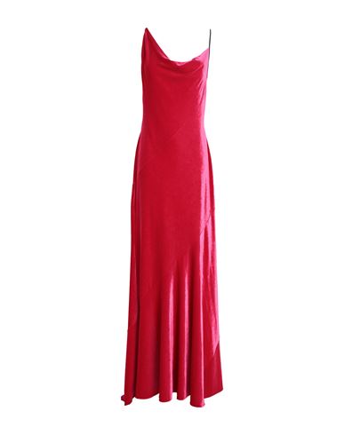 Philosophy Di Lorenzo Serafini Long Draped Velvet Dress With Asymmetric Neckline In Red