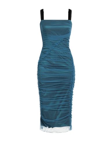 Dolce & Gabbana Woman Midi Dress Slate Blue Size 12 Cotton, Polyamide, Elastane, Silk