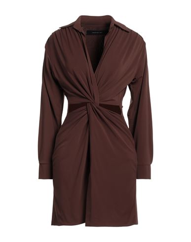 Federica Tosi Woman Mini Dress Dark Brown Size 4 Acetate, Nylon, Elastane