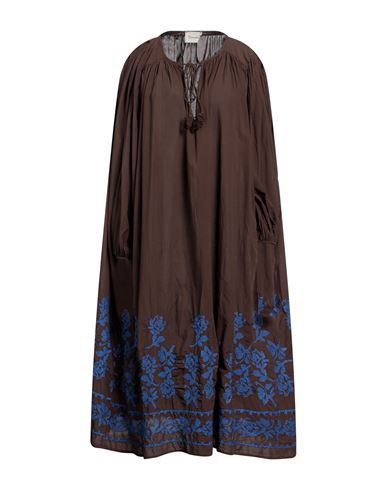Dixie Woman Midi Dress Cocoa Size S Cotton, Polyester In Brown